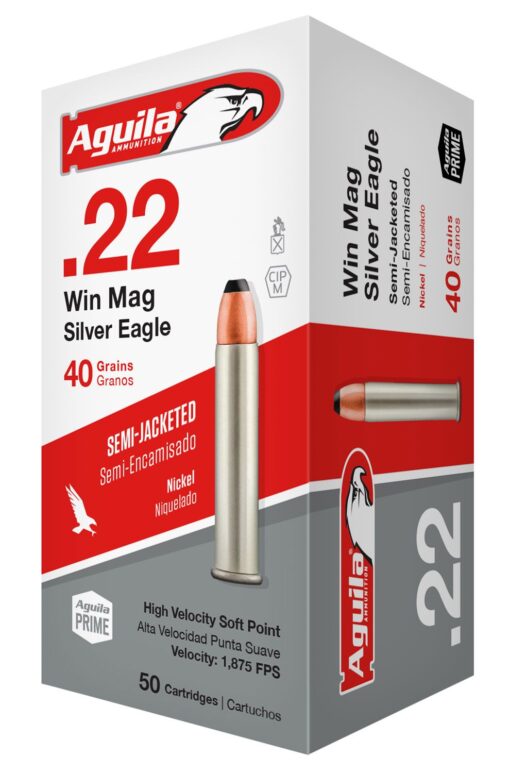 Aguila 1B222400 Silver Eagle High Velocity 22 Mag 40 gr Semi-Jacketed Soft Point 50 Bx/20 Cs.