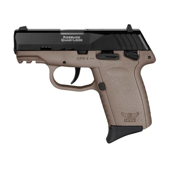 SCCY CPX-1 Gen 3 9mm Pistol, 3.1" Barrel, 3 Dot Sights, Flat Dark Earth, Black - CPX1CBDEG3